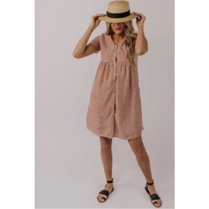 Roolee Allita Ditsy Floral Button Front Short Sleeve Shirt Dress MEDIUM